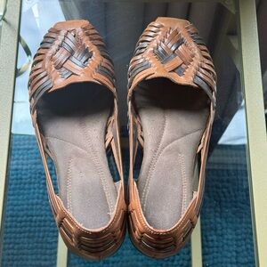 Natural Soul Brown Flats Woven Loafers